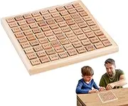 Wooden Multiplication Table - Colorful Multiplication Learning Tray Double-Sided with Block - Multiplication Learning Tray with 100 Wooden Blocks for Holiday Birthdays Christmas