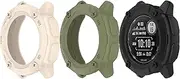 TenCloud Instinct 2X Solar Cases for Garmin Tactical Edition Watch - Silicone Protective Case Accessories (Black+Green++Starlight)
