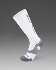 Vectr Light Cushion Full Length Compression Socks, 2XU, M2, White/Grey, Unisex