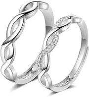 [Generic] Twisted Infinity Rings Set CZ Infinity Knot Ring Adjustable Matching Rings Adjustable Promise Rings for Couples