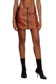 [Diesel] Diesel - Mini skirt in colour-block leather - Skirts - Woman - Brown 42 Brown