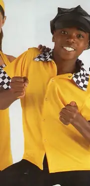 50's style Dance Shirt Snap front Bowling Carhop Taxi Checkered 2 COLORS
