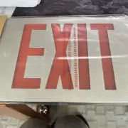 (LOT OF 3) Thomas & Betts BATX1R Prestige Thin Red & Brushed Aluminum Exit Sign