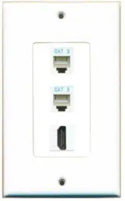 2 Port RJ11-12-Phone 1 HD Wall Plate DecorZ White