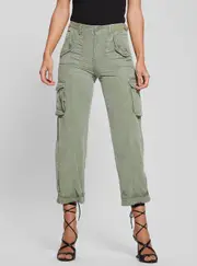 GUESS Women's Eco Khaki Green Nessi Cargo Pants Size: 24