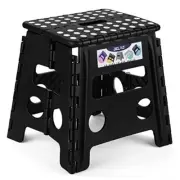 Folding Step Stool, 13 inch Non-Slip Foldable Stools for Kids & 13 Inch Black