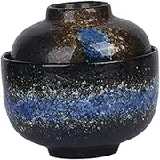 SOLUSTRE Japanese Style Lidded Ceramic Stew Pot Heat Resistant Kitchen Steamed Egg Cup Dessert Bowl for Soups and Steaming for Home Cooking and Restaurants