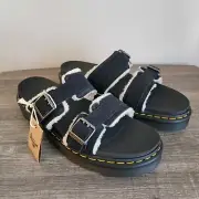 Doc Martens NIB Myles Black Faux Fur Slides Men's Size 13