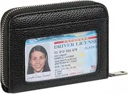 [SENDEFN] Small Purses for Women Credit Card Holder RFID Blocking Ladies Leather Purse Fashion Accordion Wallets Case for Women, Midnight Black, Classic