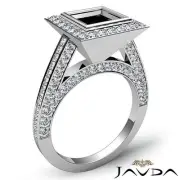 Princess Diamond Engagement Ring Halo Bezel Set Semi Mount 14k White Gold 1.7Ct
