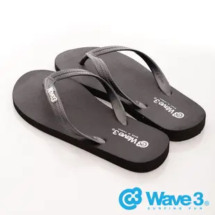 WAVE 3 台灣製男款橡膠簡單立體LOGO輕量防水人字夾腳拖鞋-黑17101301