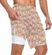 [ZZXXB] Jack Russell Dog Athletic Shorts for Men with Pockets 2 in 1 Quick Dry Running Shorts S-3XL