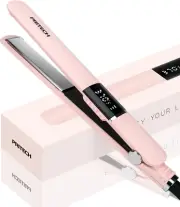 Titanium Flat Iron Hair Straightener Brush, 1" Plate, Adjustable Temp, Dual Volt