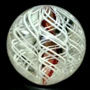 CAPE COD GLASS MARBLE/1.070"-CAPE COD WHITE LACE FILIGRANA-8 CANES,+GOLD LUTZ +