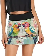 [Joisal] Waves Tree Colorful Womens Golf Skort High Waisted Tennis Skirt with Shorts for Skater Golf Running Workout
