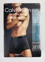 3-Pack Calvin Klein Men’s Microfiber Stretch Boxer Brief Black Grey Teal - Large