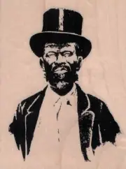 Vintage African American Gentleman Rubber Stamp 3" x 3 3/4", Old Time Man Stamp