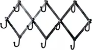 Accordion Wall Hanger - Forged Iron Hat Rack with 10 Hooks for Hats, Coats, and