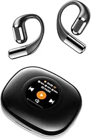 SCANHERO Open Ear Bluetooth 5.4 Headphones, OWS Wireless Earbuds with Earhooks, ENC Noise-Cancellation, Smart Touch Screen, Memory Card 1GB, Immersive Stereo Sound, 60H Playtime for Gym, Black