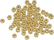 Perfeclan 200x Snowflake Spacer Beads Loose Charm Beads DIY Craft Decor Metal Loose Beads for Jewelry Making Findings Necklace Supplies, Gold