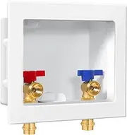 SECKWHALE Press Washing Machine Outlet Box with Center Drain, 1/2 Inch Press x 3/4 Inch MHT, Washer Faucet Recessed Box, Laundry Washer Valve Outlet Box
