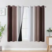 Estelar Textiler Brown and Greyish White Blackout Curtains 54 Inch Length