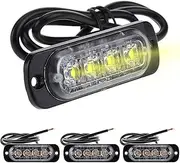Strobe Lights - Amber Flash Bar with 4 LED, Mount Beacon Lamp | Waterproof Warning Signal Lighting System 12V-24V for Car, Motorcycle, Utility Vehicle, and Road Safety