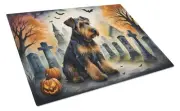 NEW Airedale Terrier Spooky Halloween Glass Cutting Board Decorative Tempered