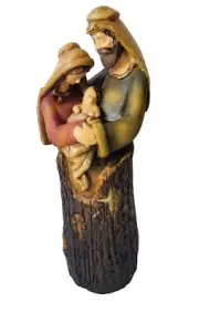 St Nicholas Square Holy Family Nativity Christmas Figure Cabin Rustic