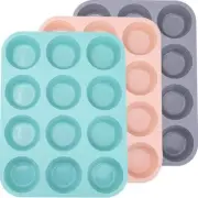 3 Pack 12 Cups Silicone Muffin Pan,Nonstick Regular Silicone Cupcake Pan, For