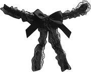 [Generic] Womens Crotchless Underwear Lace Low Waist Hipster Panties Cheeky Open Crotch Briefs Sexy Bow Tie Thongs Panties