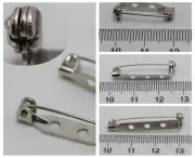 50 Silver Brooch Pin Back Bar With Safety Catch 20mm-32mm DIY Badge Sewing Craft