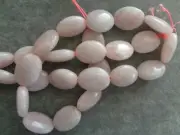 Bead, Rose Quartz, (natural) Flat oval 15x21. Sold per 15 1/2 to 16in strand.