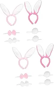 BESPORTBLE 4 Sets Rabbit Headband Set Plush Bunny Kids Headband Hair Tie Set Toddler Bunny Costume Halloween Rabbit Ears Bunny Tail Decorative Bunny Set Cosplay Supply Halloween Bunny Set