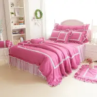 在飛比找蝦皮購物優惠-天絲鋪棉床罩組 結婚床罩 桃紅床罩 蕾絲床罩 雙人床罩 床裙
