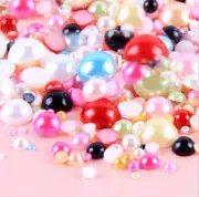 800 Pcs Mixed Colors Flatback Half Faux Pearls Beads DIY Crafts Nail Art