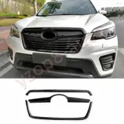 For Subaru Forester 19-22 Gloss Black Front Center Mesh Grille Grill Strip Trim