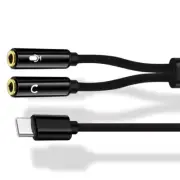 Type C to 2 3.5mm Microphones Sound Splitter Adapter for Device Connection
