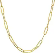18K Gold Plated Paperclip Chain Necklace 3.0MM Gold Necklace, PICKBEAU Chain Link Necklace for Men Women Unisex Multiple Length Size for Choice