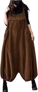 [YiKeGuiHuaShu] Autumn and Winter Corduroy Overalls for Women, Plus, Culottes, Loose Wide-Legged Straight Leg Rise Jumpsuits