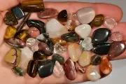 100g MIXED Tumbled Stones Fairy Chips Mini Tiger Eye Fluorite Hematite Mookaite