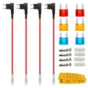 Kiligen 4pcs 12V-24V Car Flat Fuse Holder, Add Wiring, Power Extraction, Small