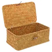 Woven Basket with Lid Rattan Lids Blanket Covered Baskets for Storage