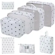 Large Capacity 8-Piece Set of Luggage Storage Bags for Packing Cubes, Clothes, Underwear, Cosmetics, and Toiletries: Travel Organizer Bag in Cactus White