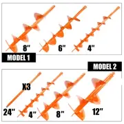 4" 6" 8" 12" Orange Earth Auger Drill Bit For Gas Powered Post Fence Hole Digger