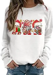 [Generic] Christmas Sweatshirts for Women Funny Xmas Christmas Crewneck Long Sleeve Ugly Sweaters Casual Pullover Sweater, A-white, Large