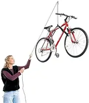 [HARKEN] Hoister - Bikes & Overhead Garage Storage 1 Point Hoist System (45lb Capacity, 12ft Ceiling), Space-Saving Organization, Easy One-Person Operation, Safe Anti-Drop, Self-Leveling - model 7800.12