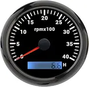 PMGMZPGPMA 7 Color Backlight 85mm Tachometer Gauge for Marine Boat Car Truck 9-32V LCD 3K~8K RPM Tacho Digital Hour Meter Hourmeter Automobile Tachometer(4K BN)