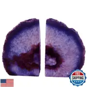 JIC Gem Purple Agate Bookends Geode Book Ends Decorativer Crystal Bookends fo