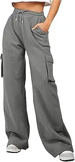[Generic] Pants for Women Casual Plus Size Sweatpants Comfortable High Waisted Jogging Pants with Pockets Casual Sweatpants Memory Foam Pants